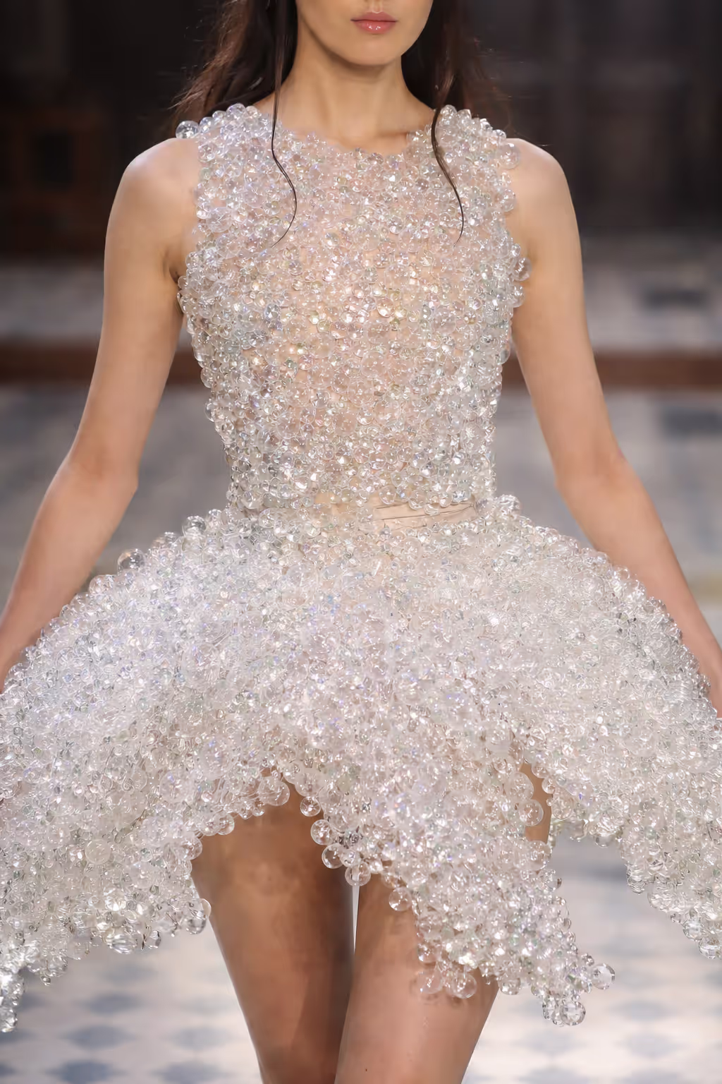 Close-up of an avant-garde runway look.