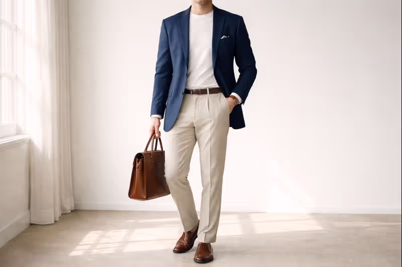 A styled outfit demonstrating how fit, proportion, color coordination, and finishing details combine to create a polished, intentional appearance.
